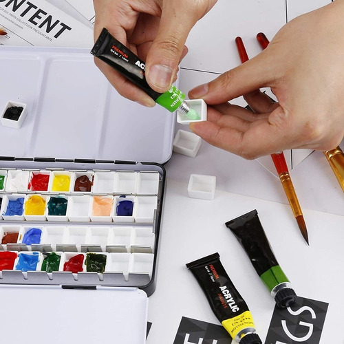 . Latas Vacías Pintura Acuarela Caja Metálica Pintura