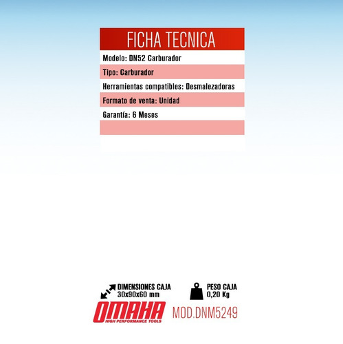 Imagen 2 de 5 de Carburador Desmalezadora 52 Cc Omaha Dn52