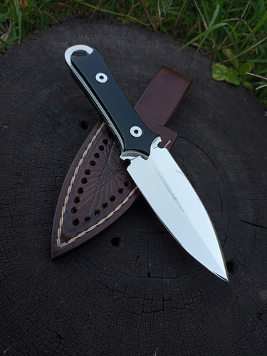 Cuchillo Daga Edc Artesanal Pequeña Funda De Cuero Negro