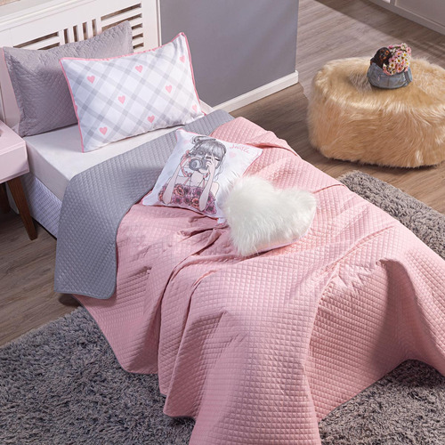 Kit Cobre Leito Solteiro Influencer Com Almofadas 05 Peças