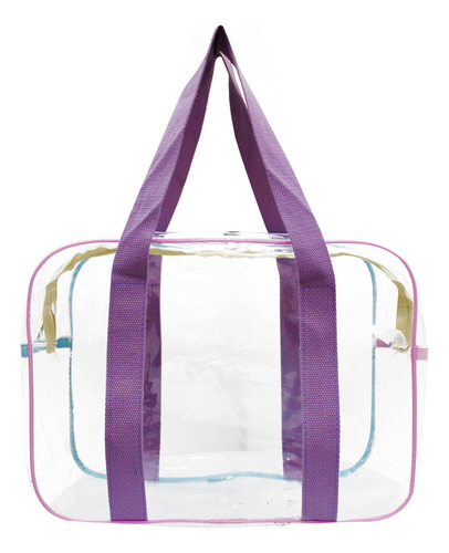 Bolsa Transparente Con Neceser Bolsa Bowling Mochila Mz10-3 Lila Traslúcido Níquel Lila