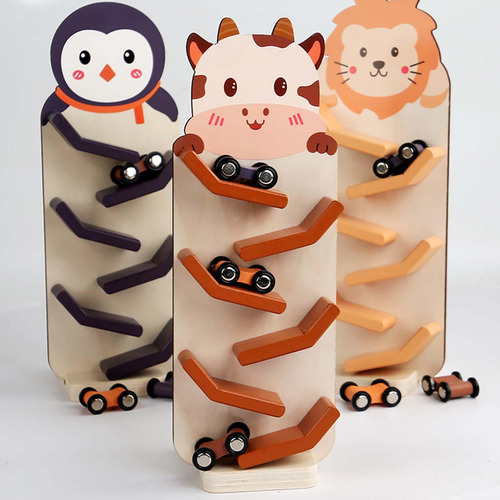 Rampa Para Automóvil De Madera Juguete Patrón De Pingüino