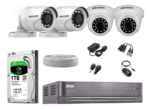 Kit 4 Camaras De Seguridad Hikvision Full Hd 1080p Completo