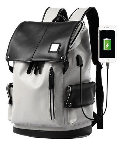 Mochila Antirrobo Cuero Para Hombre Mochila Varios Bolsillos