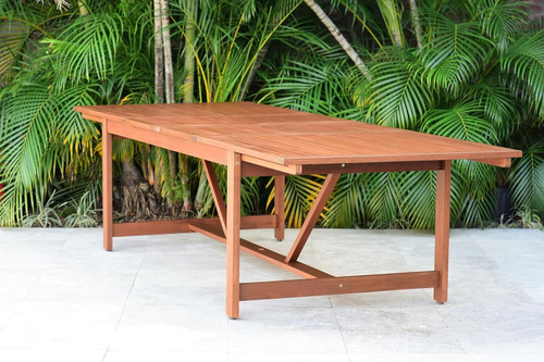 Comedor Extensible Para Exterior Malibu Madera De Eucalipto Estructura Marrón