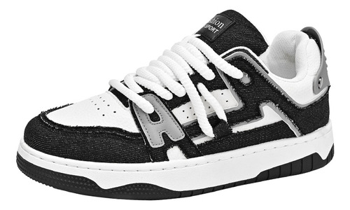 Zapatos Cómodos De Skate Blancos Y Negros Para Hombre Xm-e02