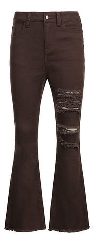 Pantalones Acampanados Lisos Informales De Cintura Alta For
