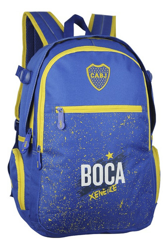 Mochila Boca Juniors Deportiva Escolar Grande Lic Color Xeneize Diseño De La Tela Estampado