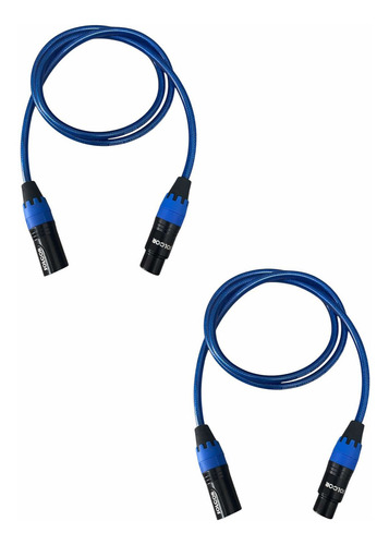 Paquete 4 Cables Xlr Canon 6m Solcor Azul Transparente M-h