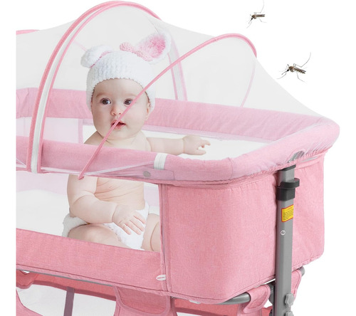Cuna De Viaje 3 En 1 Rosa Con Mosquitera