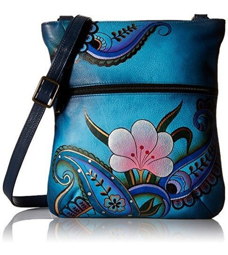 Anuschka Handpainted Cuero 8071dpf Slim Cross Shoulder Bag