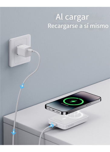 Power Bank Batería Portátil Magsafe Inalámbrico Baseus 10000mah 20W Para iPhone 16 15 14 Color Blanco