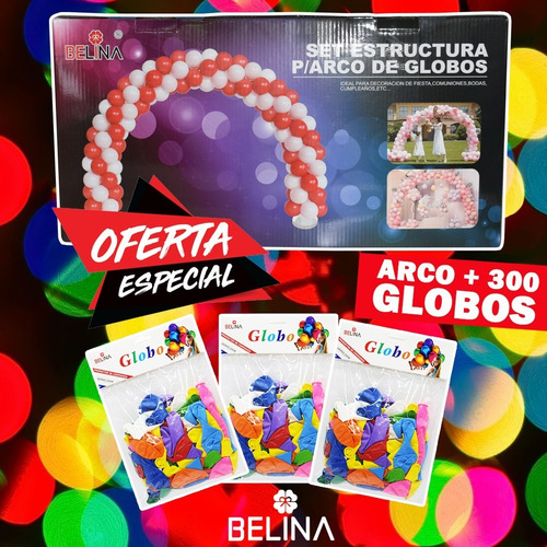 Globos Decoración Pack Arco Más 300 Globos De Colores