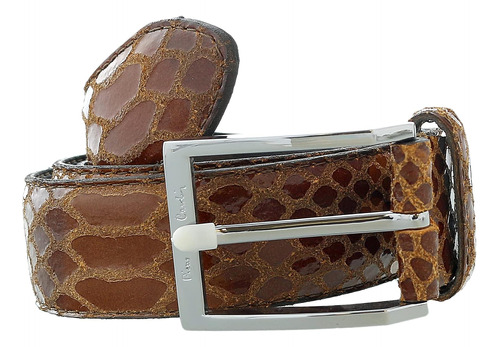 Pierre Cardin Brown Python Relieve Rectangular D-ring Hebill