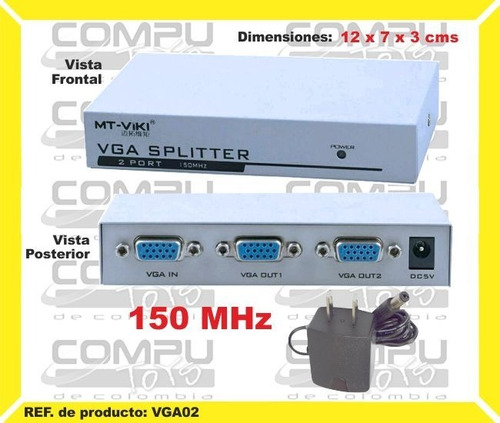 Multiplicar Vga 1 X 2 150 Mhz Ref: Vga02 Computoys Sas