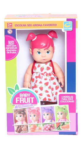 Boneca Baby Fruit Coleção Com Cheirinho Morango 24 Cm