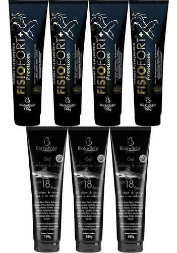 Kit 4 Pomada Fisiofort Premium 3 Gel Cartilagem De Tubarão