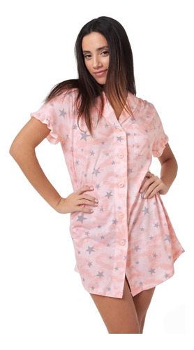 Pijama Camisón Corto Mujer So-pink Con Botones. So-trendy
