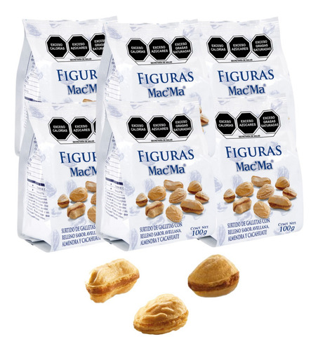 Galleta Figuras 6 Sobre 100c/u Avellana Almendra Cacahuate E