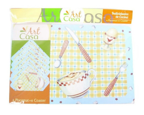 Manteles Individuales Y Posavasos 12 Piezas Tazas / H