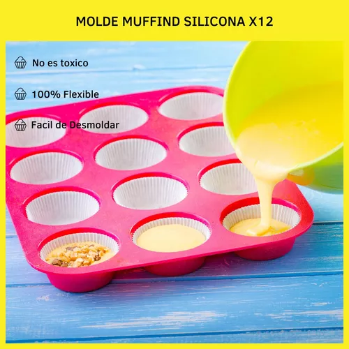 Moldes Muffins Silicona Horno Cupcakes Repostería Set X12