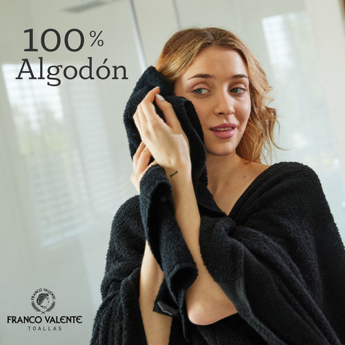 Juego Toalla Y Toallon Franco Valente Negro Algodón 400gr