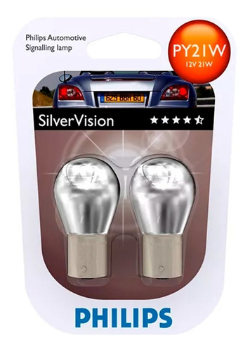 Kit 2 Lampara De Giro Ambar Philips Silver Vision Py21w