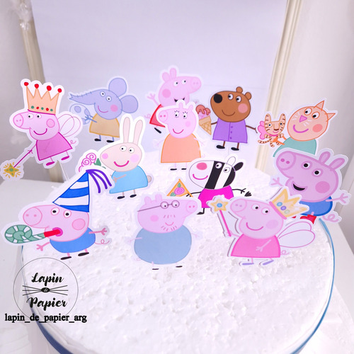 Topper Cupcake Adorno Pinchos Muffins X12 Peppa Pig