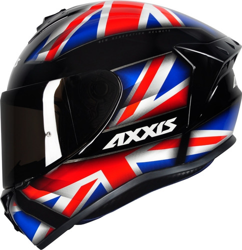 Imagem 2 de 10 de Capacete Moto Axxis Draken Uk Azul + Viseira Fume