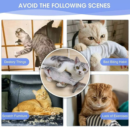 - Juguetes Gato Eléctrico Pez Con Catnip Pescado Para Gatos