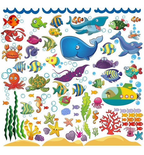 122 Pcs Decorative Fish Wall Stickers For Kids And Toddlers,