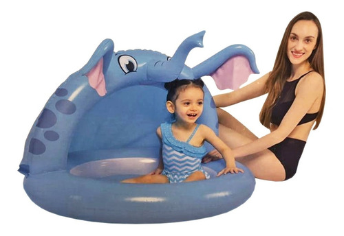 Pileta Elefante Inflable Para Bebe Azul Redonda Infantil