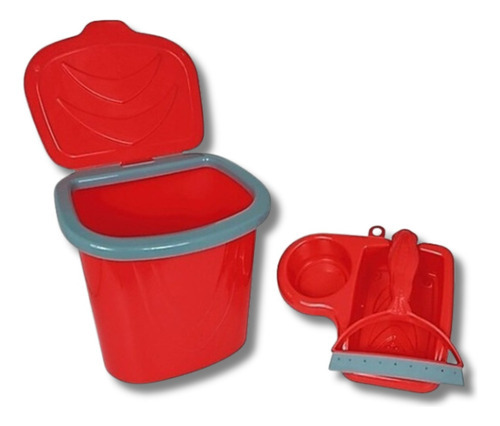 Kit Organizador Pia Cozinha Lixeira Porta Detergente Rodinho Cor Vermelho