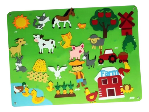 Brinquedo Sensorial Montessori Felt Busy Board Fazenda