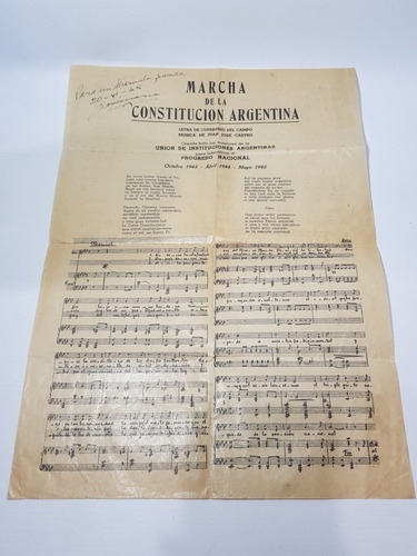Antigua Partitura Marcha Constitución Arg 1942 Mag 56823