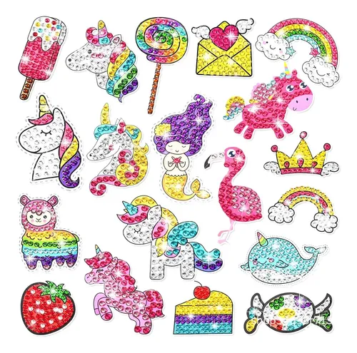 Bowear - Juego de pegatinas de pintura de diamantes para niños, 32