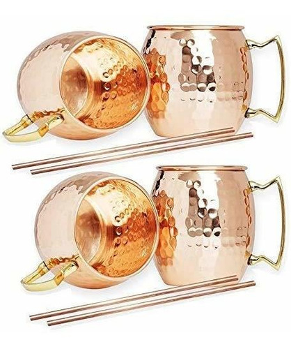 Taza Hammered Moscow Mules 560 Ml - 18 Oz - Juego De 4, Chap