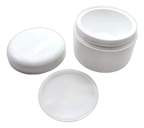 Tarro Doble Fondo Pomadera Plastico Blanco 60ml 2oz (100 Pz)