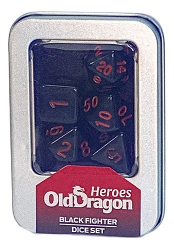 Kit Dados Rpg Old Dragon Heroes Set 7 Case Dice Dnd Buro Cor Vermelho