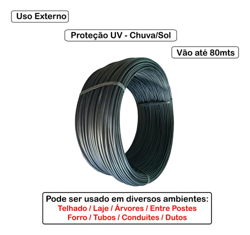 Cabo Optico Fibra Sm Asu80 6fo Monomodo Com 250mt