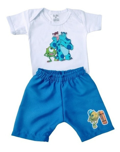 Conjunto Para Bebê Menino Monstros S.a. Festa, Roupa Menino