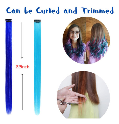 Redmenco 12 Extensiones De Cabello Azul Y Verde Azulado Con.