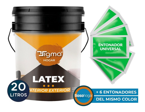 Pintura Latex Acril 20 Lts Cubritiva + 6 Entonador Color