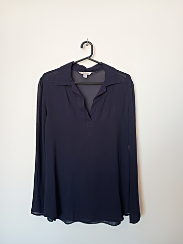 Blusa Zara Azul Cuello Camisa, Talle M