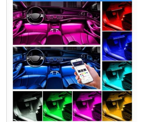 Luces Led Interior Auto Rgb 4 Tiras Led 8 Colores