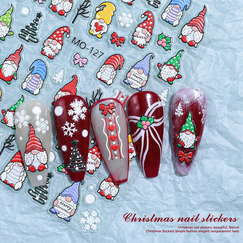Nuevo 12 Piezas De Colgantes De Uñas Navideños En 3d