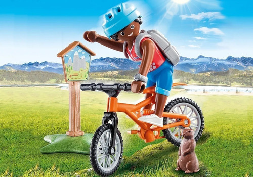 Imagen 2 de 7 de Playmobil Ciclista De Montaña Bicicleta Special Plus 70303