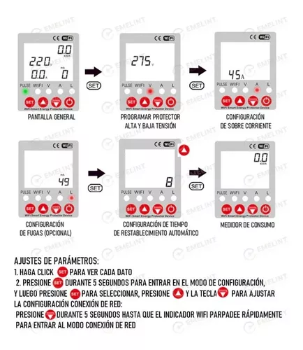 Protector Tensión Monofásico Wifi 63a Smart life multifunción medidor  consumo protección sobre corriente detección fuga amperímetro voltímetro  parámetros configurables Tbcin