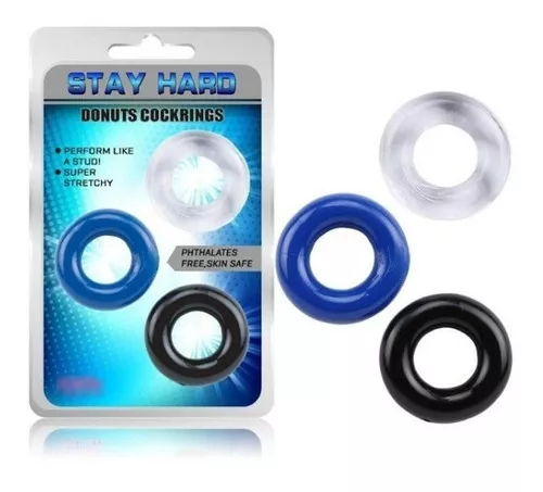 Kit X 3 Anillo Pene Retardante Peneano Hombre Sex Shop Color  Negro/azul/transparente