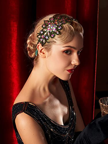 Diadema Elástica Sweetv Con Strass Flapper, De Los Años 20,